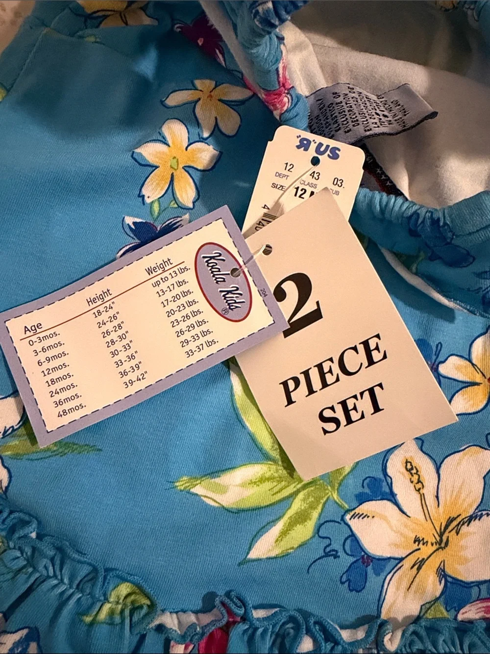Koala Kids Turquoise Floral Summer Dress with Matching Bloomers Vintage 90’s